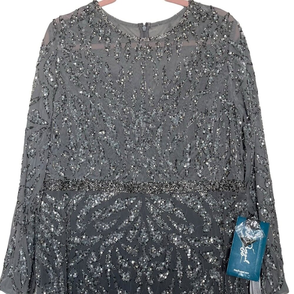 Mac Duggal Gown Dress Size 16 Beaded Sequined Illusion Sheath Dress 5521 $498 - Picture 6 of 16